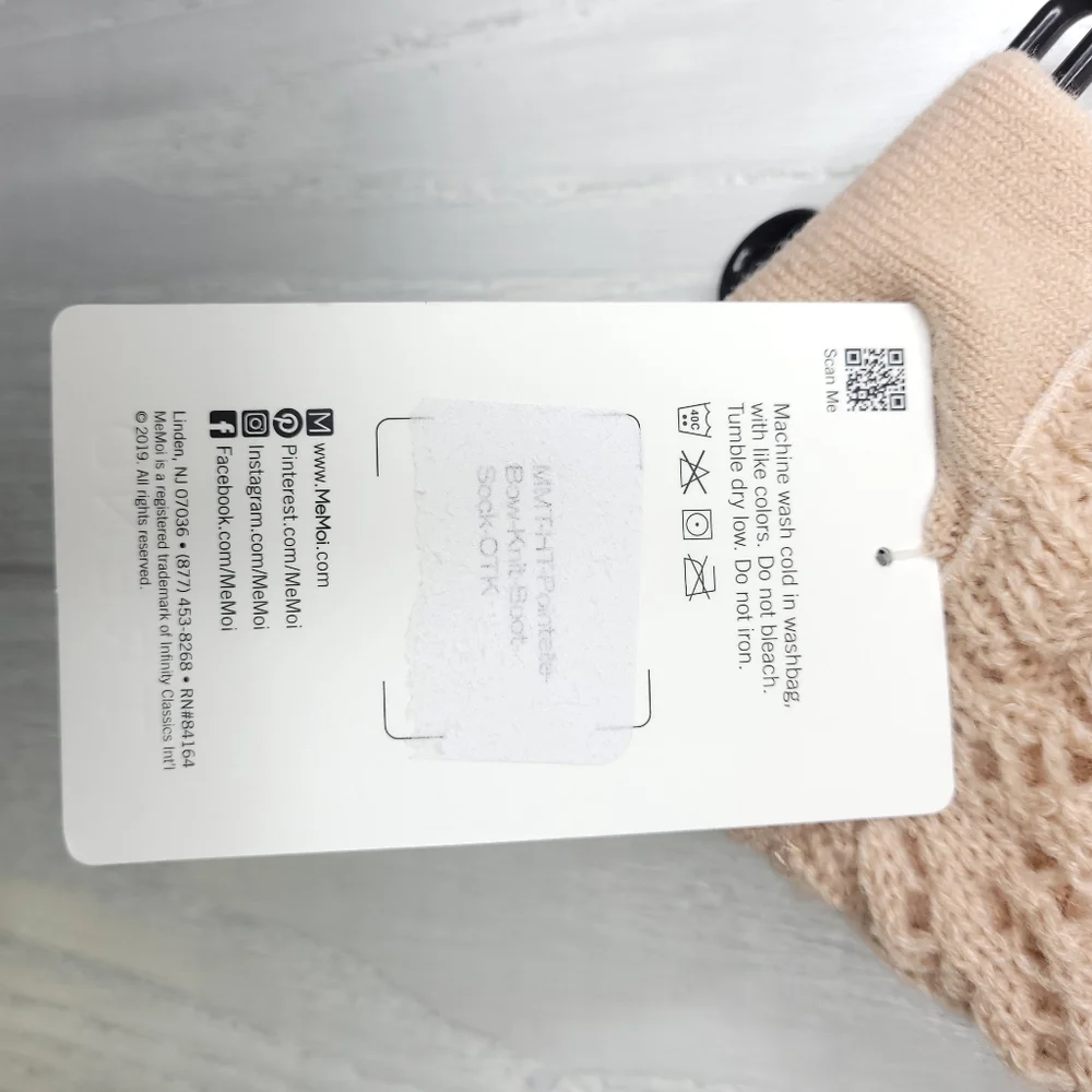 Memoi Knit Pointelle Bow Knee High Socks 1pr - Picture 4 of 6